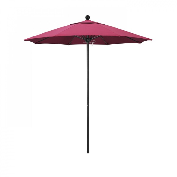 California Umbrella 7.5' Black Aluminum Market Patio Umbrella, Sunbrella Hot Pink 194061334508 - main